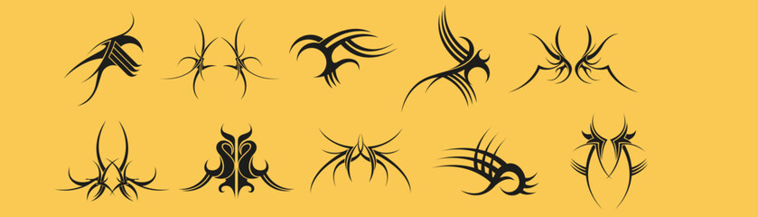 set Simboli tribali tatuaggi maori grafici