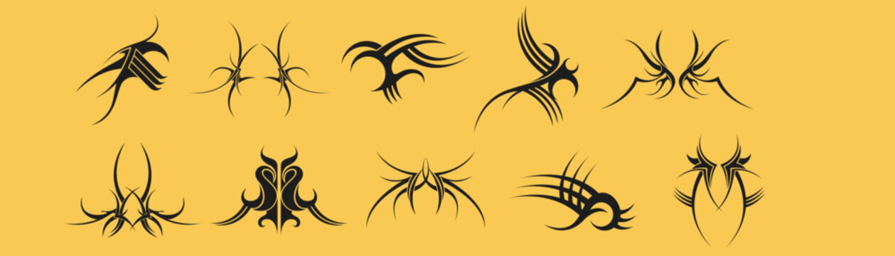 set Simboli tribali tatuaggi maori grafici