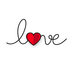 Hand drawn love with heart on white background. Vector illustration