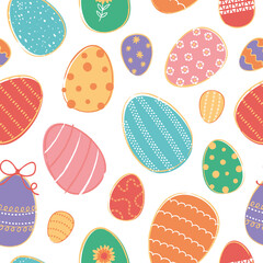 Easter egg seamless pattern. Colorful spring holiday background for printing on fabric, paper for scrapbooking, gift wrap and wallpapers.