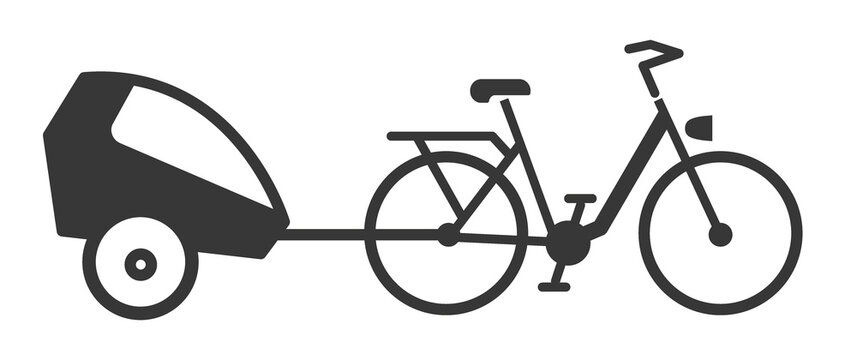 Fahrradanhänger icon Vektor Illustration isoliert auf weißem Hintergrund - Kinderfahrradanhänger