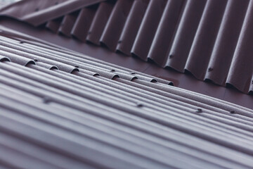 Close-up of wavy slate covered with frost
