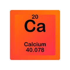 Calcium Ca Chemical Element vector illustration diagram, with atomic number and mass. Simple flat dark gradient design for education, lab, science class.