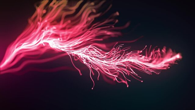 Abstract Fluid Particles Graphic Intro Background/ 4k animation of an abstract fluid particles background graphic design intro with light flare fading in
