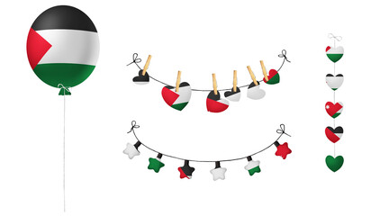 Festival set in colors of national flag. Clip art on white background. Jordan