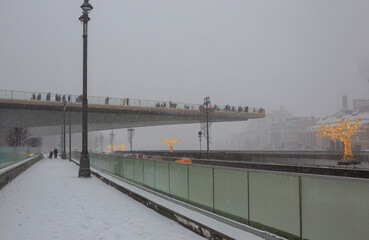 Snowstorm in Moscow. Zaryadye Park