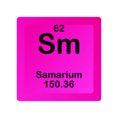 Samarium Sm Chemical Element vector illustration diagram, with atomic number and mass. Simple flat dark gradient design for education, lab, science class.
