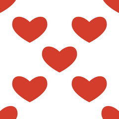 Seamless pattern in the form of a red heart on white background. Romance graphic texture. Holiday celebration concept. Decorative print. Geometric bright wallpaper
