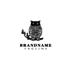 owl cartoon logo icon design template black vector