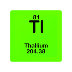 Thallium Tl Chemical Element vector illustration diagram, with atomic number and mass. Simple flat dark gradient design for education, lab, science class.