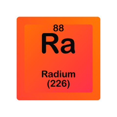 Radium Ra Chemical Element vector illustration diagram, with atomic number and mass. Simple flat dark gradient design for education, lab, science class.