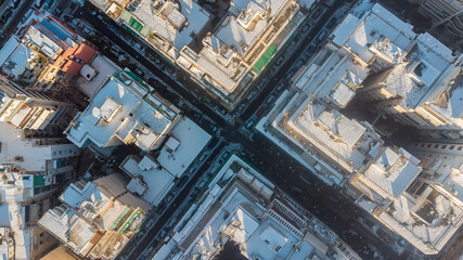 Aerial photo of Athens after snow