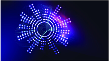 Circular dynamic sound wave vector. Color dodge with Neon glow style background