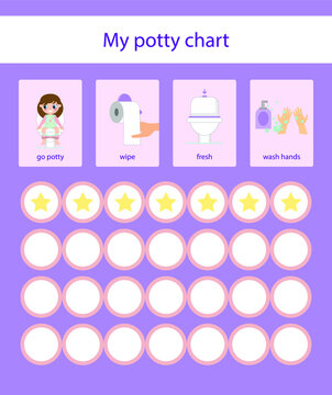 Girl Potty Chart. Potty Training Chart. Potty Reward Chart. Daily Routine.