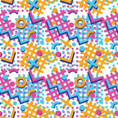 Colorful abstract 80s style seamless pattern