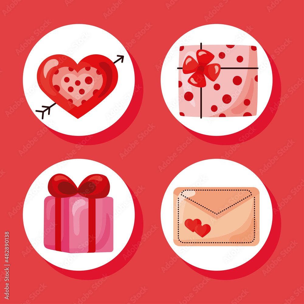 Canvas Prints four valentines day icons