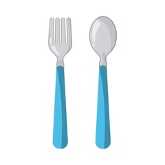 Vector illustration of fork and  spoon isolated on white