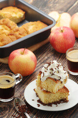 Freshly cooked apple pie with whipped creme