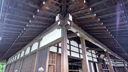 Old Japan traditional wooden temple building