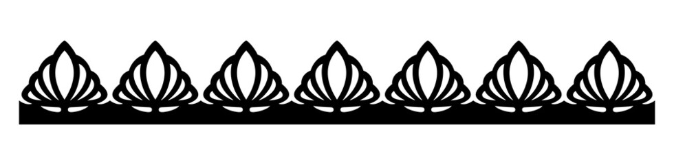 Repeating ornament, black silhouette on a white background. Design element for printing and laser cutting.