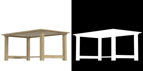 3D rendering illustration of a oak desk table