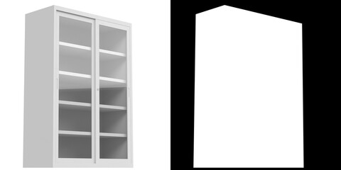 3D rendering illustration of an office cabinet with glass doors