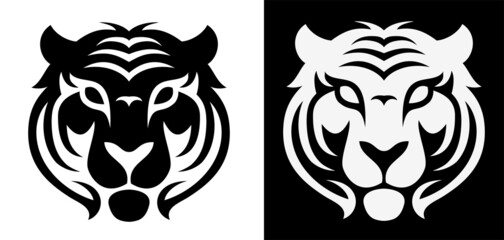 vector flat icon of stylized face of a tiger