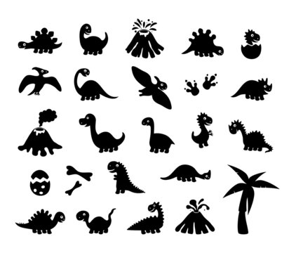 vector cartoon set of cute dinosaurs