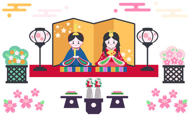 春のひな祭りの素材セット