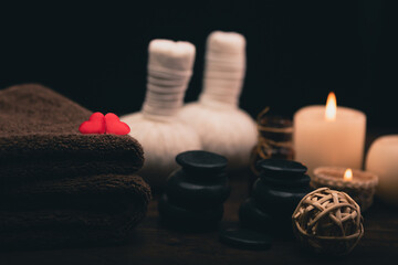 Valentine day. Wellness decoration on wooden table
