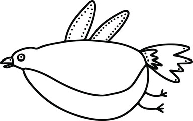 vector illustration cute bird sketch