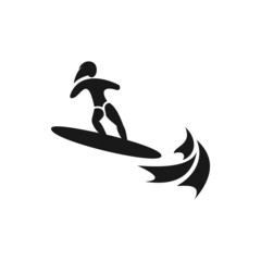 Surfer girl logo isolated on white background