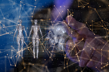 digital medical futuristic interface 3D rendering