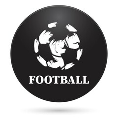 soccer ball icon, black circle button, vector illustration.