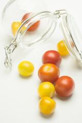 Cherry tomatoes in a glass jar