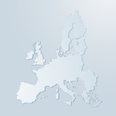 Europe Map 3D on gray background