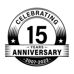 15 years anniversary celebration design template. 15th logo vector illustrations.