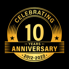 10 years anniversary celebration design template. 10th logo vector illustrations.