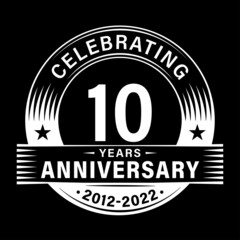 10 years anniversary celebration design template. 10th logo vector illustrations.