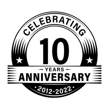 10 years anniversary celebration design template. 10th logo vector illustrations.