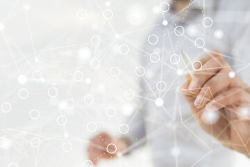 Digital technology background. Network connection dots and lines.