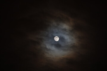 Naklejka na ściany i meble Full moon and clouds in the night sky