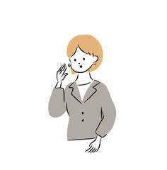 スーツを着た女性　呼びかけ