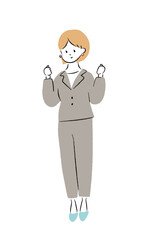 スーツを着た女性　応援