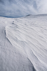 Monte Nerone snow capped in the Marche region in the Province of Pesaro Urbino Italy