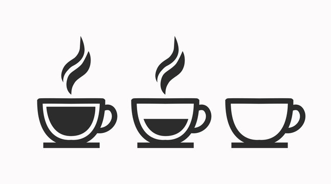Coffee Cup Set. Vector isolated black and white flat editable illustration