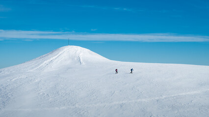 Monte Nerone snow capped in the Marche region in the Province of Pesaro Urbino Italy
