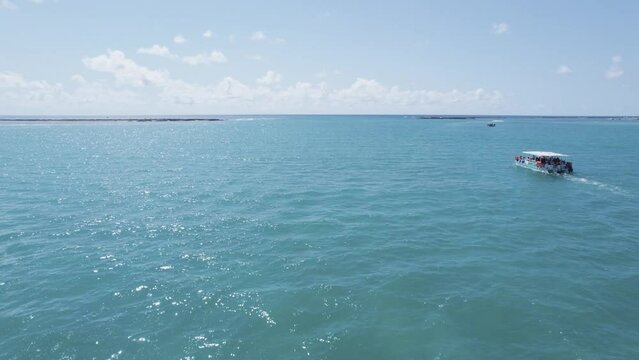 Aerial view of reefs of Maragogi, Coral Coast Environmental Protection Area, Maragogi, Alagoas, Brazil. 4K.