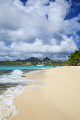 Sandy beach at White Island near Carriacou Island, Grenada.