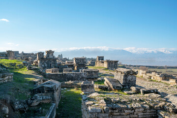 The necropolis of Hierapolis is filled with sarcophagi, rock tombs, was an ancient Greek city...